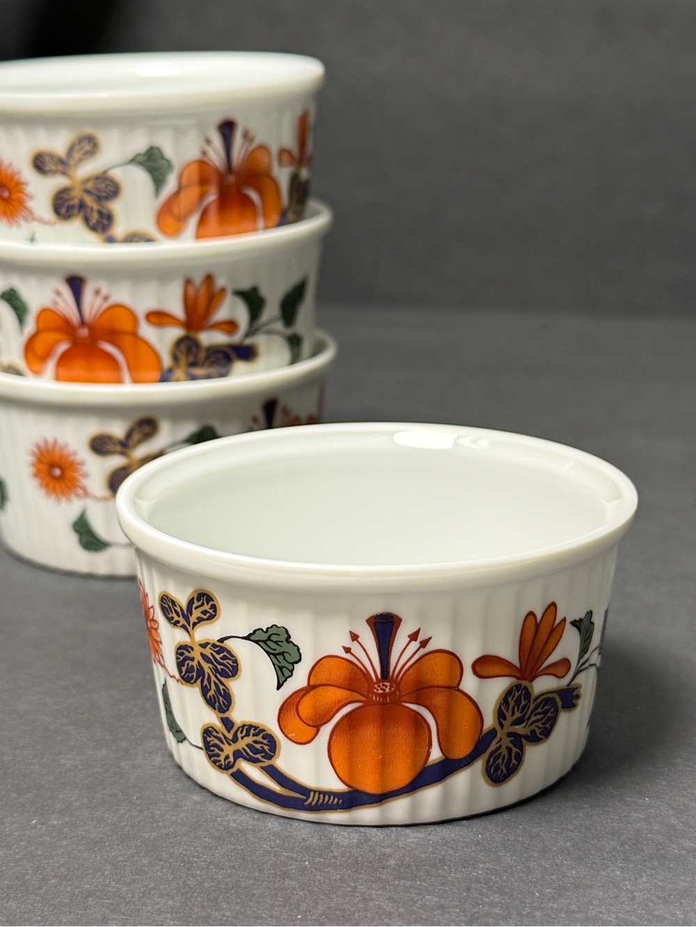 Set of 4 Royal Worcester Grainger Imari Ramekins Custard Cups 1979 England VTG